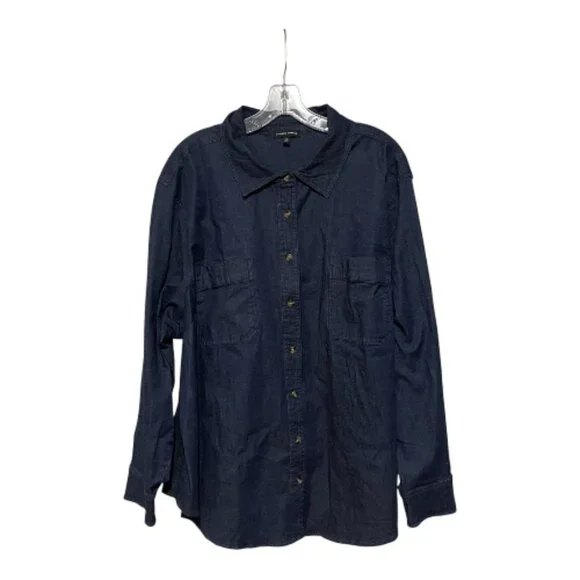 Universal Standard Large OVERSIZED Long Sleeve Button Down Chambray Tunic Shirt - Picture 2 of 6
